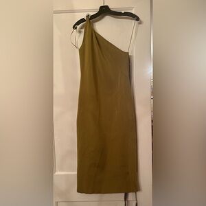 Galvan London One-Shoulder Dress (Olive)